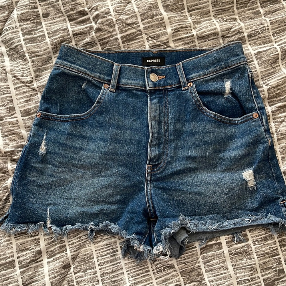 Express High Rise Mom Denim Shorts